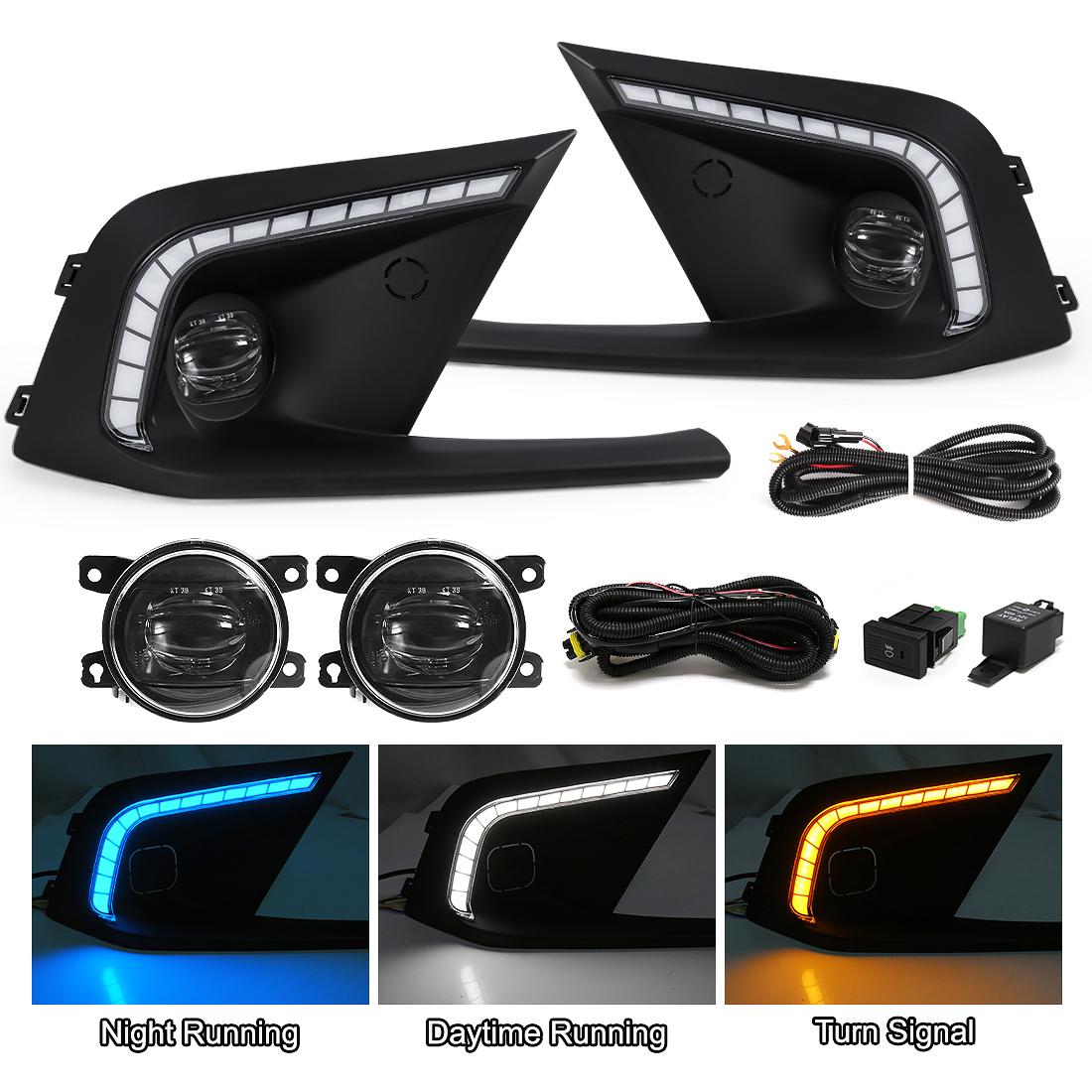 For Honda Civic Daytime Running Lights LED DRL Fog Lamps Front Bumper Daylights White Blue Amber Car Acssories