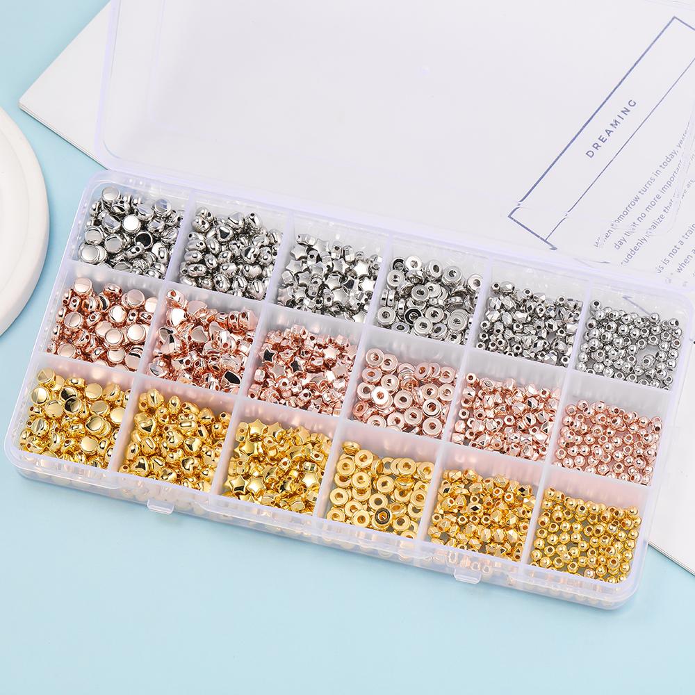1440pcs CCB Spacer Beads Set 18 Grids Love Round Loose Bead for DIY Bracelet Necklace Earrings Jewelry Making Accessories Kits