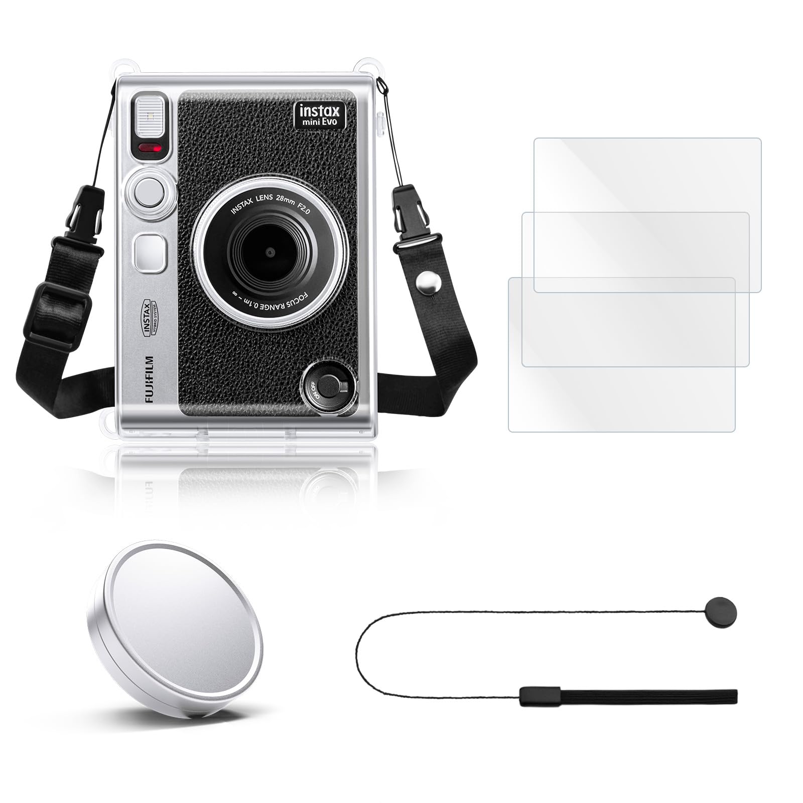 

Rieibi instax mini evo full protection a practical set that can be purchased at once evo clear case lens cap screen tempered glass film lens