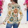 Women Long Sleeve Oversized Blouse With Chest Hollow Decoration