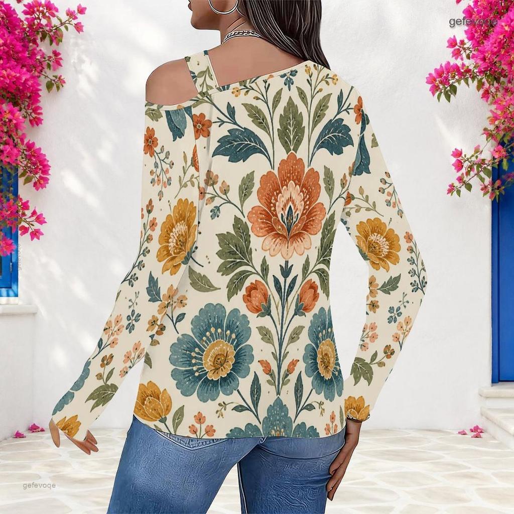 Women Long Sleeve Oversized Blouse With Chest Hollow Decoration