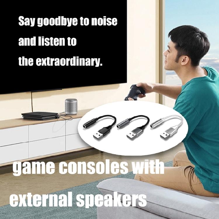 Braided USB To 3.5mm Auditory Cord For Speakers Headphones Gaming Consoles Connection Cable