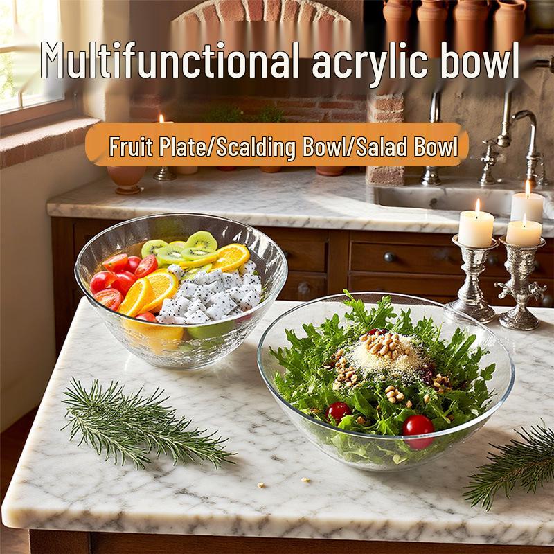 Креативная стеклянная фруктовая и салатная миска с золотым ободком и японским холодным узором Small Round, Diameter 18cm