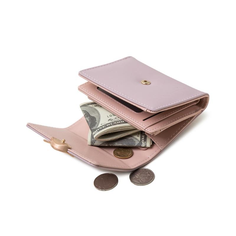 Damen Kurzportemonnaie Einfarbige Personalisierte Blatt-Schnalle Damen Handheld Beschneidungs-Clip