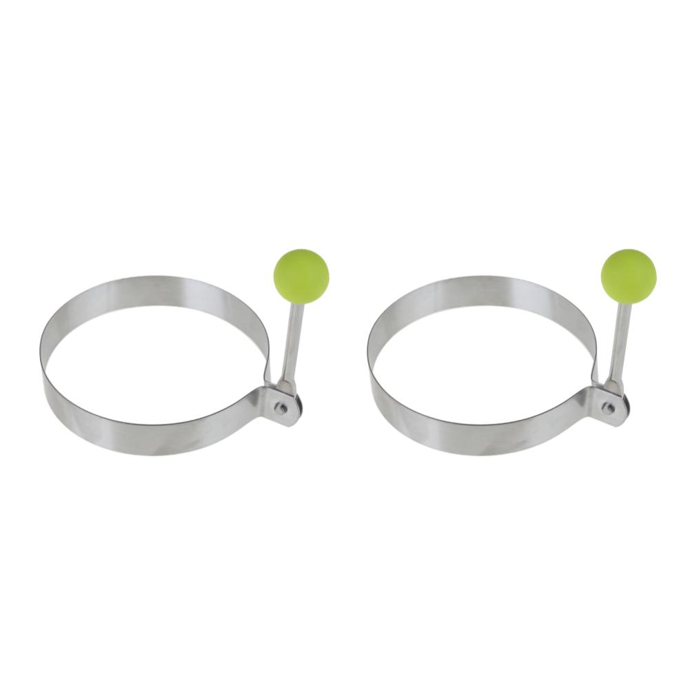 1/2 Pcs Stainless Steel Egg Ring Square Fried Egg Molds Egg Muffins Omelet Maker with Anti-scald Handle Easy Clean for Breakfast