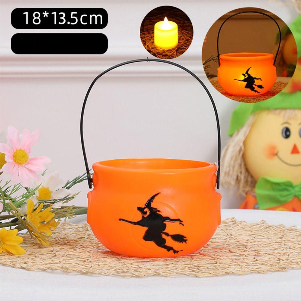 Spooky Triangle Eye Halloween Pumpkin Jar Portable Holiday Toy Pumpkin Bucket Halloween Decoration Party Decoration