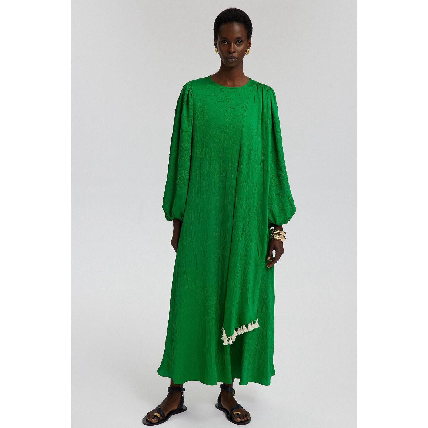 

Этническое платье с поясом и кисточками 36 зелёный