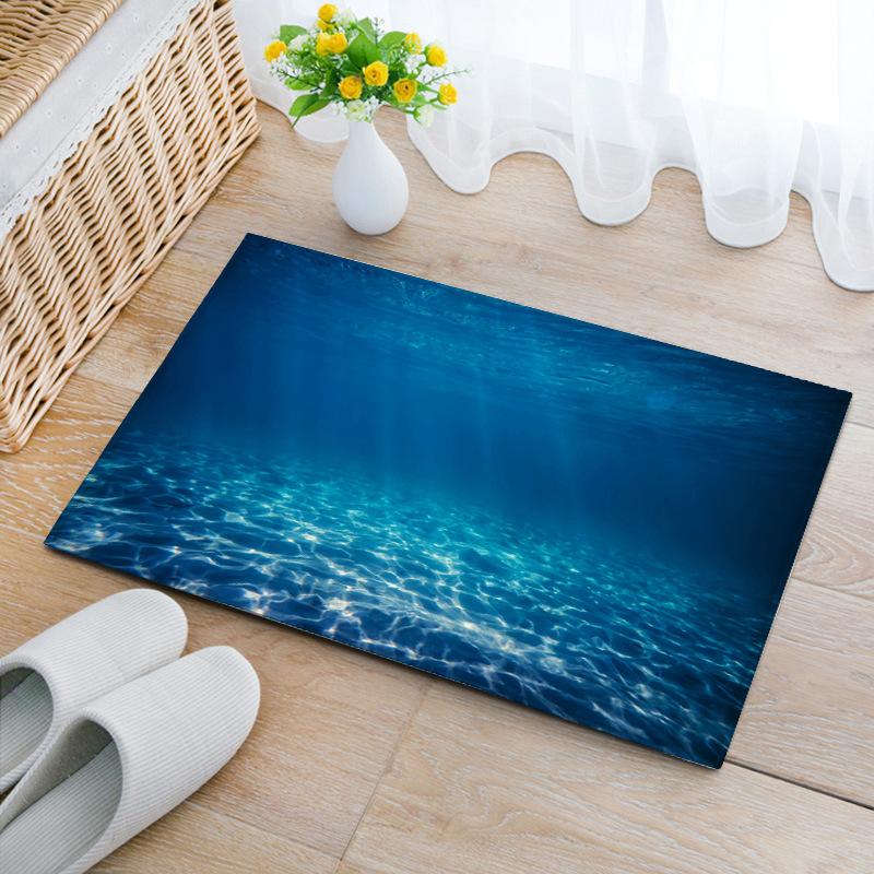 

3D Sea Ripple Beach Floor Mat Non-Slip Bathroom Kitchen Entrance Diatom Mud Door Mat Family Decorative Foot Mat 40x60cm 16x24inch