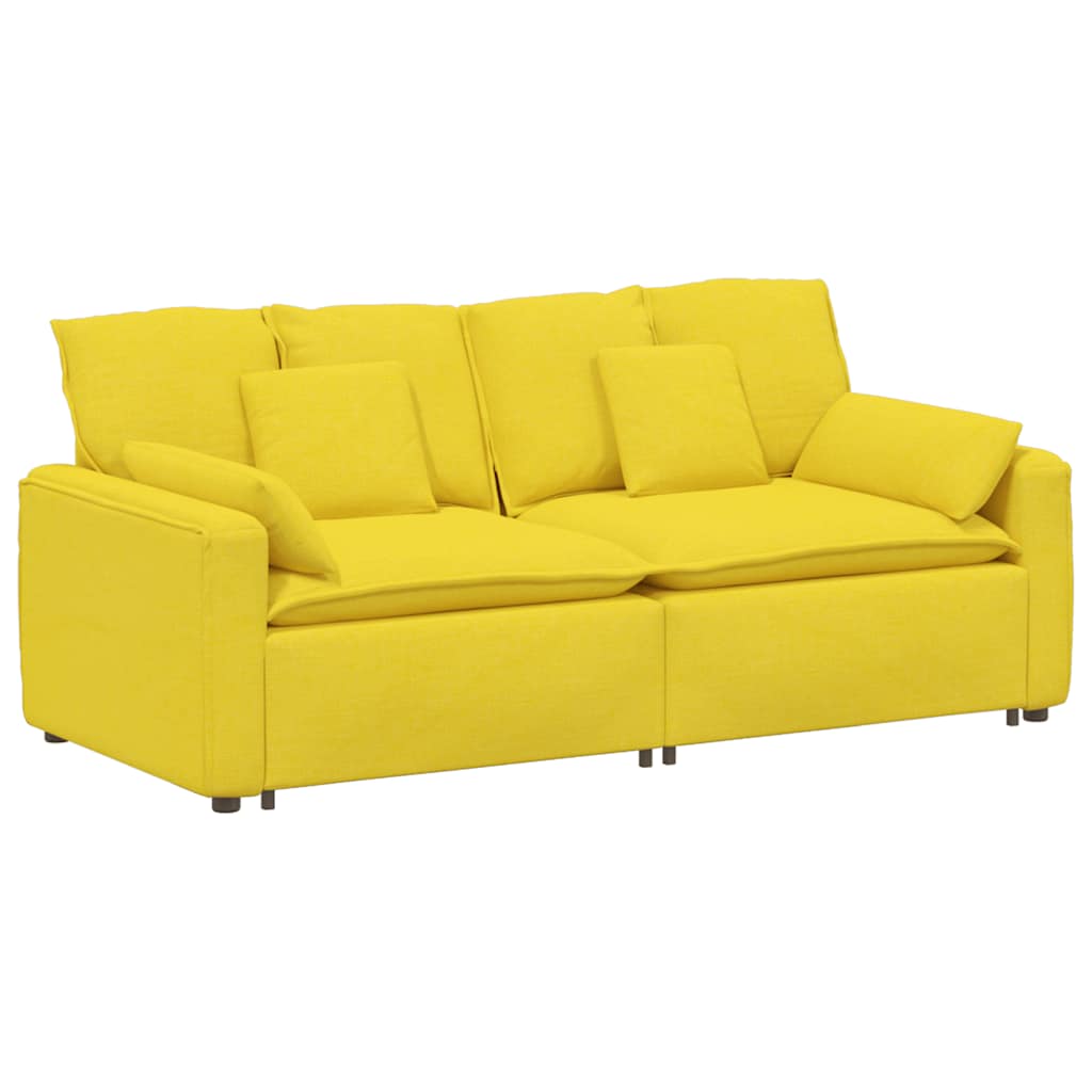 Modular Sofa with Cushions Light Yellow