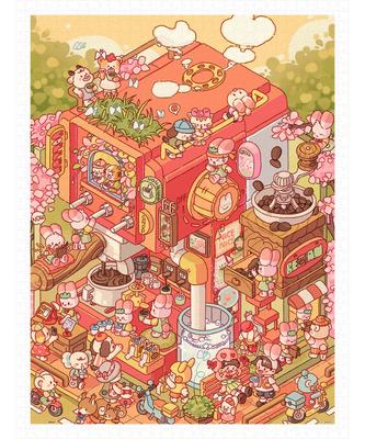 Pinto Kunststoff-Puzzlespiel Memiko Kaffee für No Broken Design 1200 Teile "Hoshino Studio" (45x59cm) Erwachsene, Schwierig, Teile, Stecksystem [H3589]