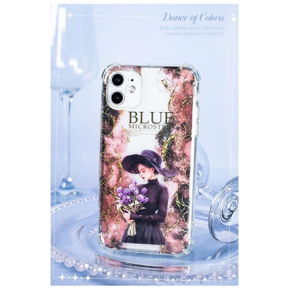 1PC watercolor smudging and bronzing PET tape, color paradise series handbook material decoration circular sticker