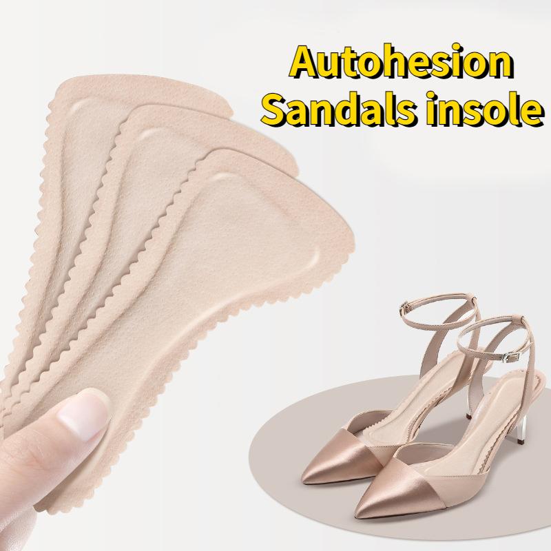 1Pair Self-adhesive Sandals Insoles Breathable Sweat-absorbent High-heeled Shoes Non-slip Stickers Seven-point Pads Soft Bottom