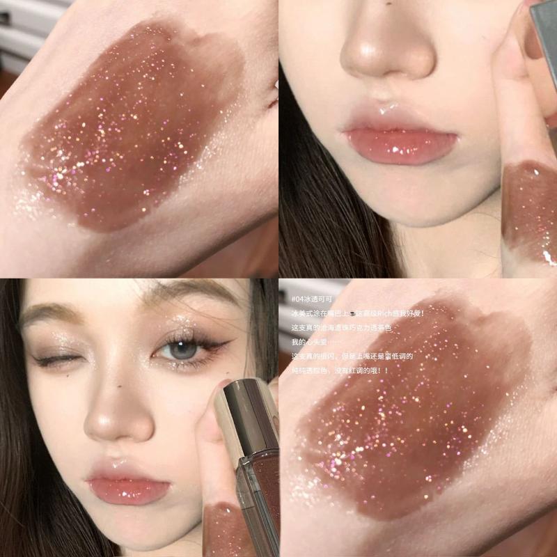 Herorange Klare Wässrige Lipglosse Funkelnder Spiegel Lipgloss Feiner Schimmer Für Volle Saftige Lippen Wässriger Glanz Feuchtigkeitsspendende Lippen