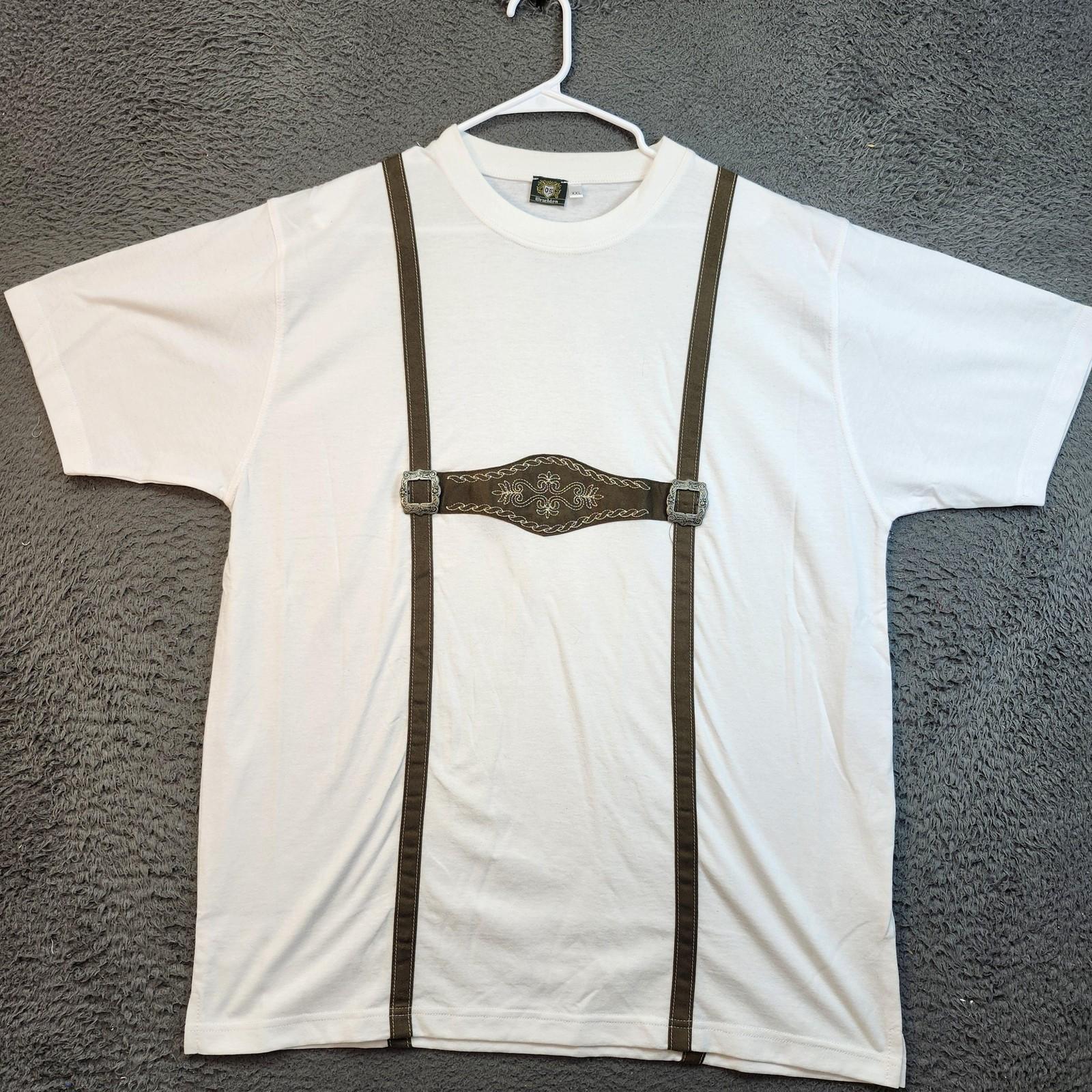 OS Trachten Shirt Mens 2XL White Lederhosen Suspender Oktoberfest Bavarian Unisex T-Shirt XXXXL