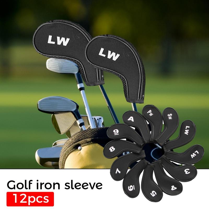 12PCS Golf Club Covers Universal Golf Head Cover Golf Club Iron Putter Protect Set Number Printed With Zipper For Men Women