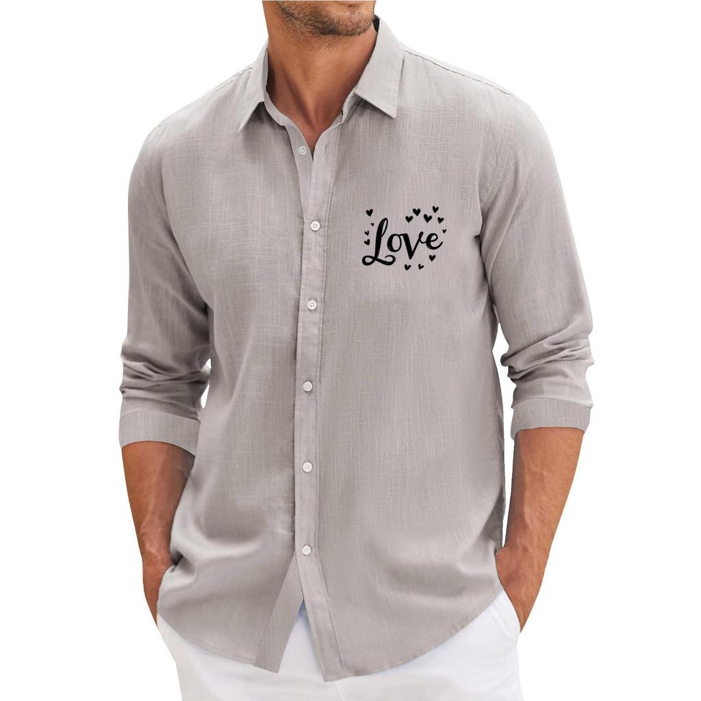 Męska koszula z długim rękawem, luźna, swobodna, z modnymi klapami
