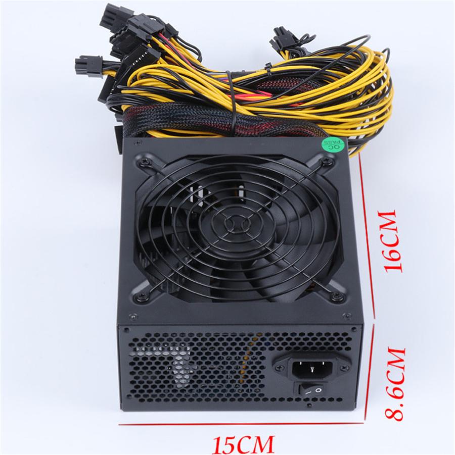 2600W Modular Power Supply For Coin Mining 8 Graphic Cards 96% Conversion Rate