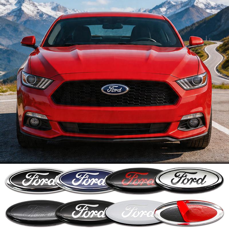 LKLE5 14.5cm Aluminum Overlay Emblem Badge For Ford Mondeo Explorer Edge Focus Fiesta Kuga Transit Ecosport Escape MK3 Auto Accessory