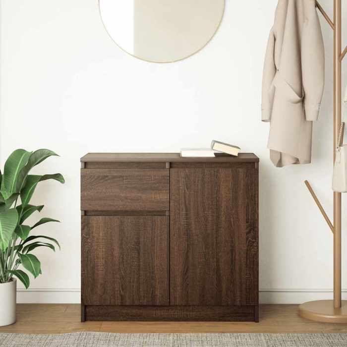 VidaXL Buffet avec tiroir chêne brun 71x35x65 cm bois d'ingénierie, meuble de rangement, buffet, meuble d'entrée, meuble 861604