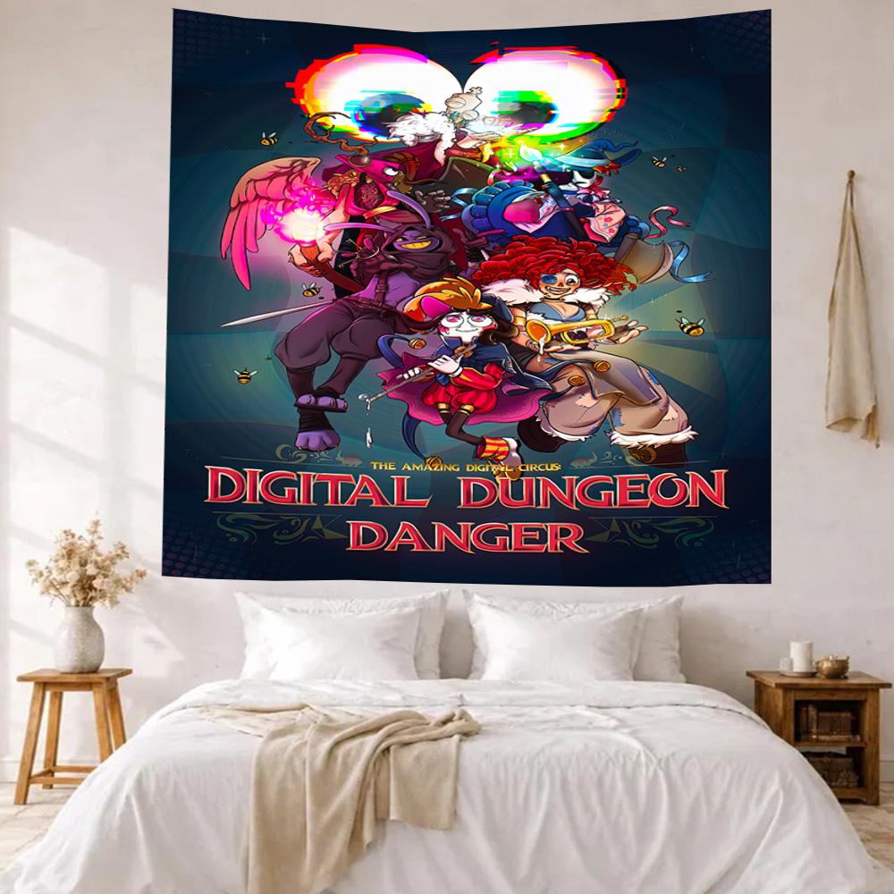 Digital Circus Wall Decor Tapestry Art For Pet Memorial Birthdaywedding Party Backdrop Family Gift