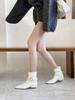 2025 Winter New Pointed Short Heel Thick Heel Temperament Thin French Fashion Sexy Beauty Female Internet Celebrity Short Boots