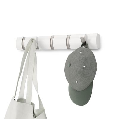 Umbra Flip Hooks, Shine White, 5-Hook Wall Hooks, Storage