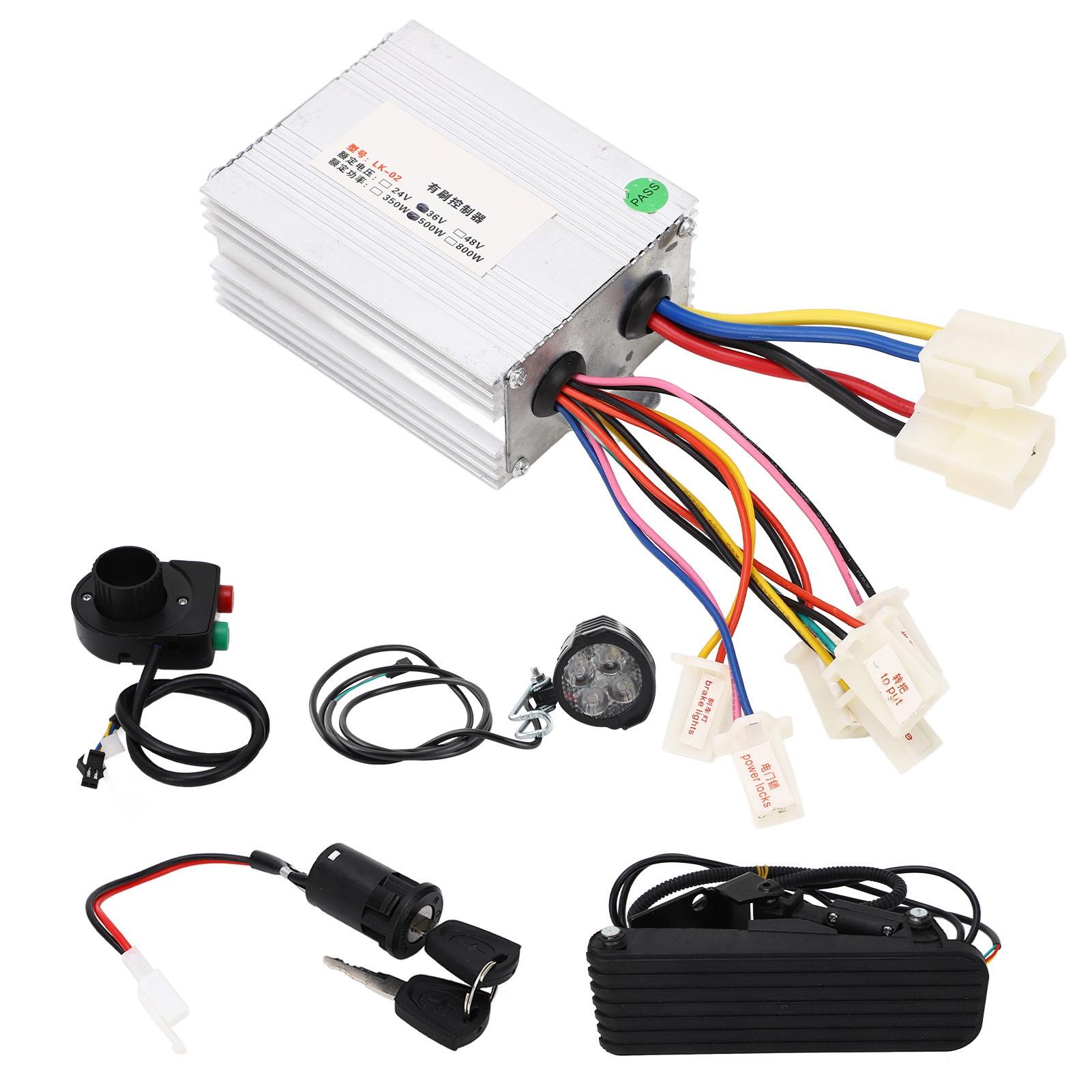 Набор контроллера педали газа 36В 500Вт с переключателем фар, комплект для переоборудования электровелосипеда для трехколесного велосипеда