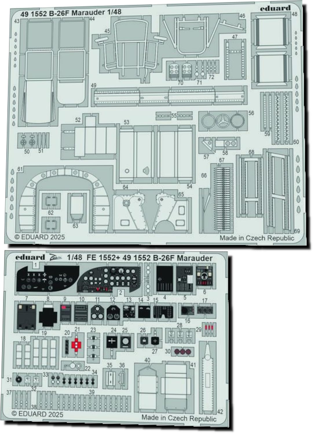 

Eduard 1/48 B-26F Marauder Etching Parts (for ICM) Plastic Model Kits EDU491552 (Airplane)