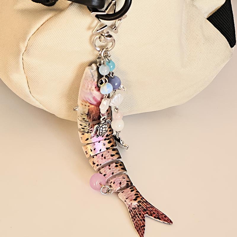 

1 шт. Брелок с бусинами в океанском стиле, для приморского отдыха, в форме рыбы, забавные искусственные рыболовные приманки, для любителей рыбалки, многоцветный