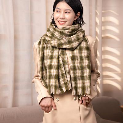 Gradual Change of Color Plaid Scarf Female Sweet Warm Fashion Imitation Cashmere Scarf Shawl Autumn and Winter New