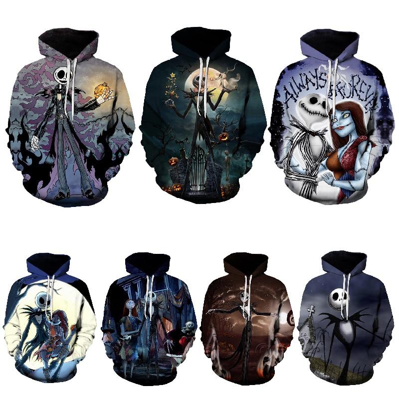 Nightmare Before Christmas Hoodie Pullover Sweatshirt Jack Sally Tops Unisex