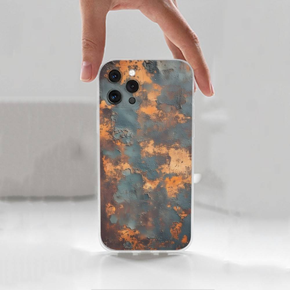 Rusty Retro Style Industrial Case For iPhone 16,15,14,17,13,12,11 Plus,Pro,Max,XR,XS,X,7,8 Plus,SE,Mini,Transparent,Silicone