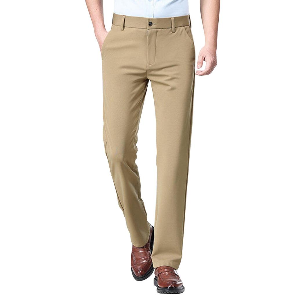 Men's Solid Color Casual Stretch Trousers Men's Loose Straight Suit Pants