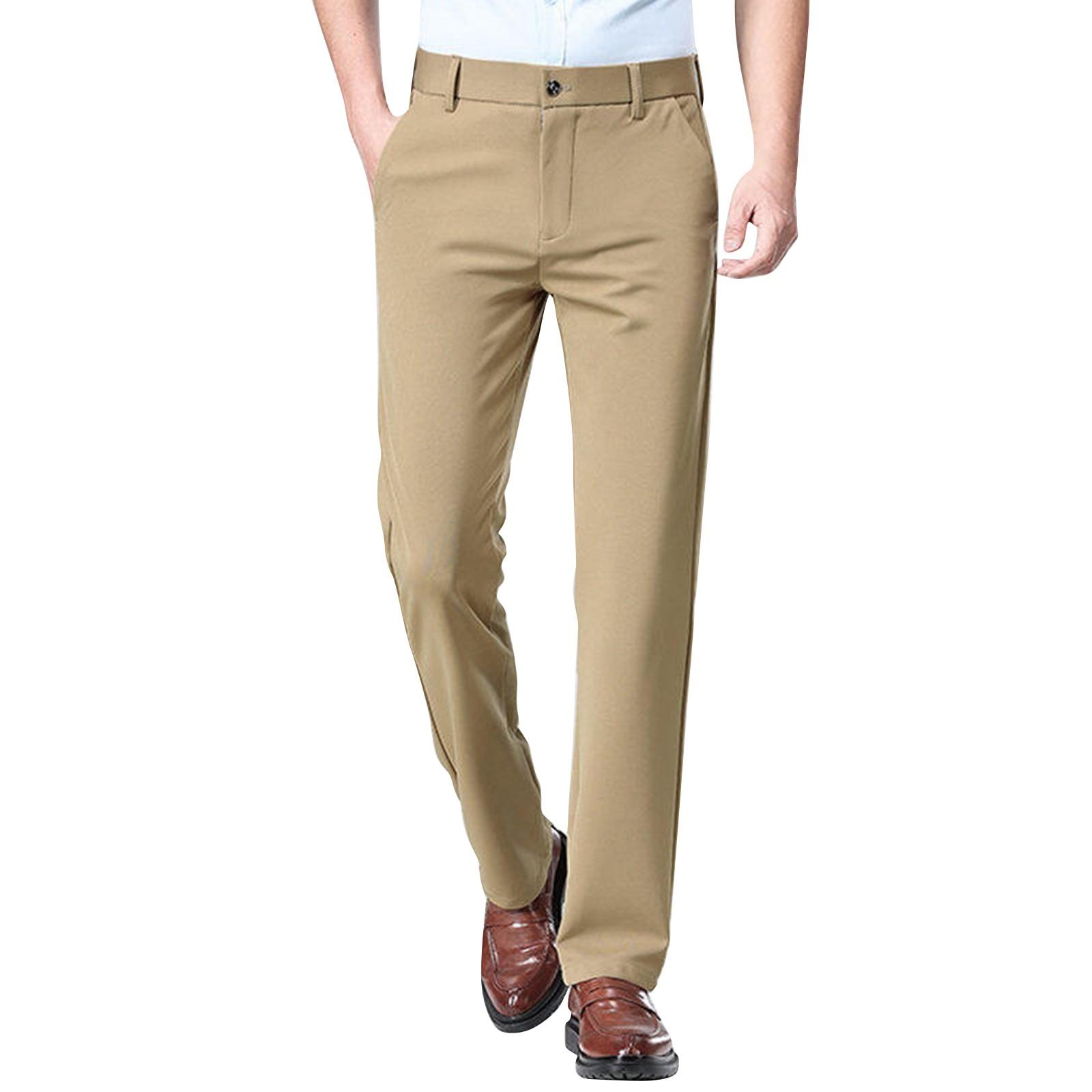 

Мужские однотонные повседневные брюки-стрейч Мужские свободные прямые брюки для костюма XL хаки