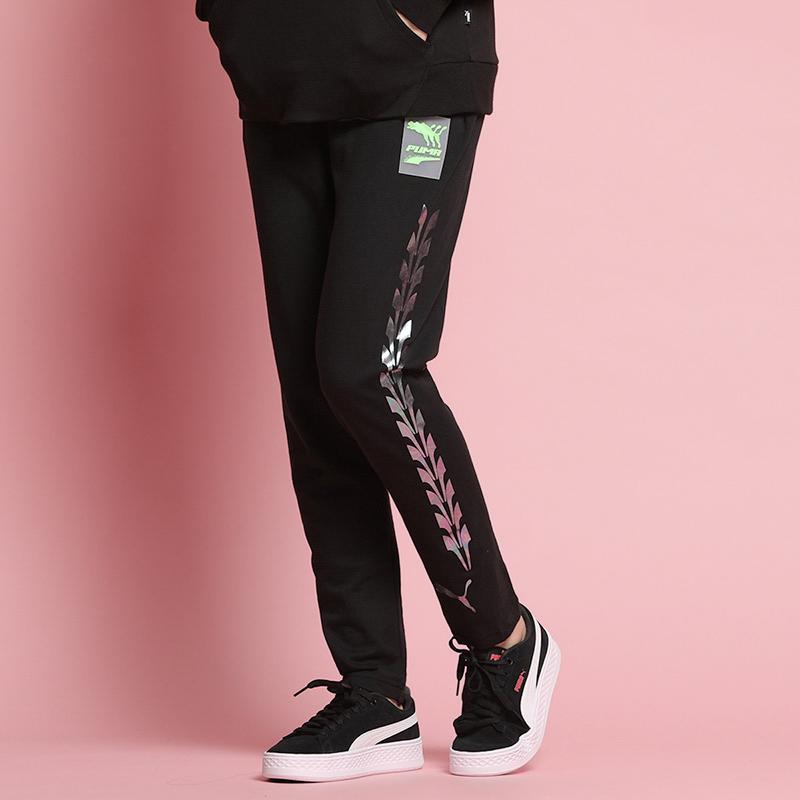 Puma Side Stripe Pattern Casual Running Training Pants Women Pants Black 530682-01