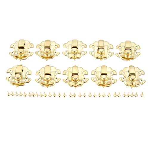 

DRELD 10Pcs 30*30mm Antique Jewelry Box Padlock Hasp Locked Wooden Wine Gift Box Handbag Buckle Hardware Accessories with Screws