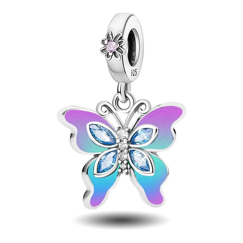 Copper Butterfly Series Cute Charms Beads Fit Original Pan Bracelet Bangle High Quality Diy Jewelry For Womens