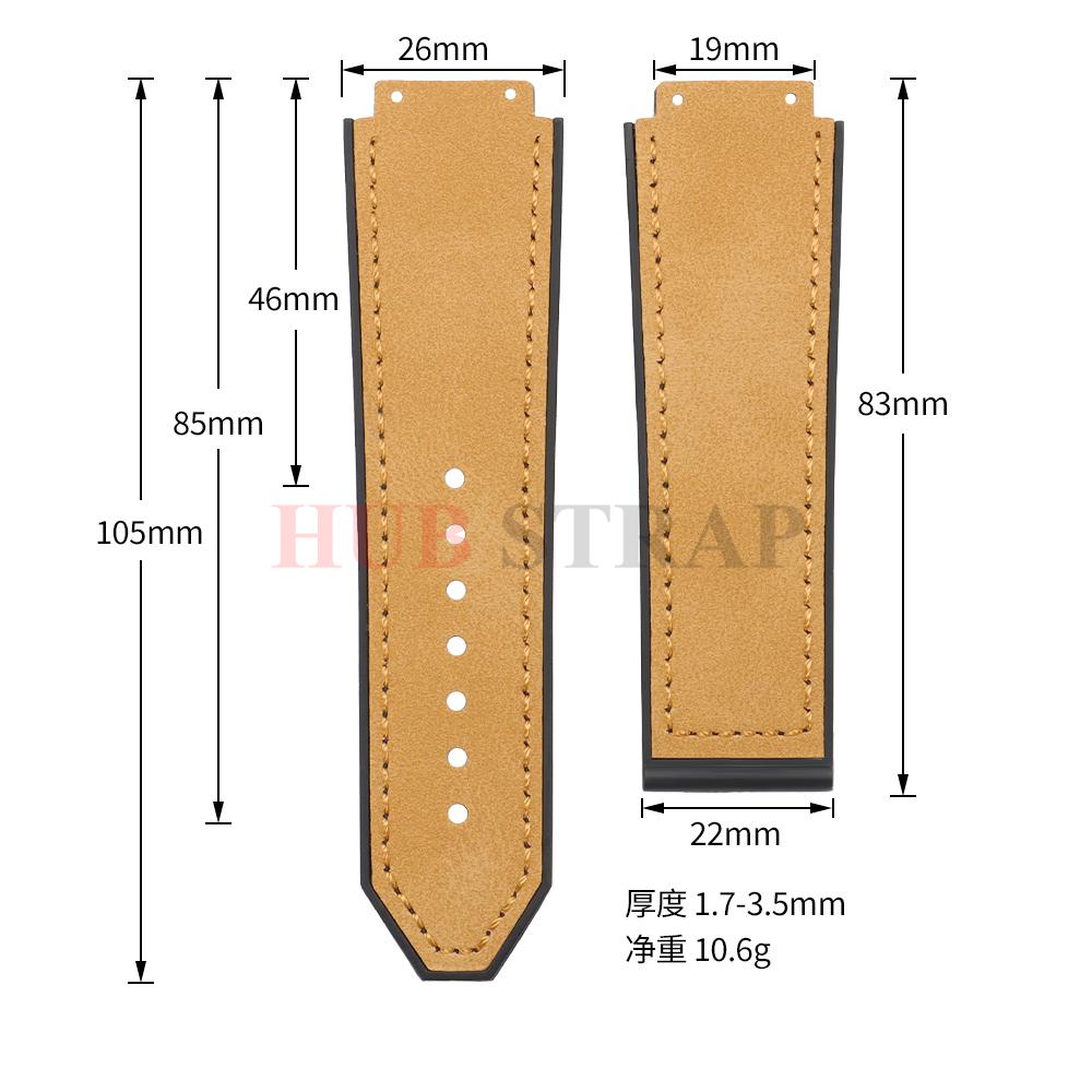 19x26mm Vícebarevné Kožené Řemínky na Hodinky s Texturou Bambusu pro Řady Hublot Yubo Classic Fusion Big Bang Voděodolný Řemínek