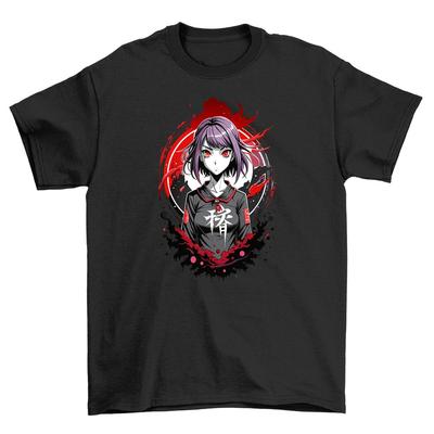 T-Shirt Anime-Mädchen mit lila Haaren - Lustig und Wild! Unisex-Druckdesign, 100% C