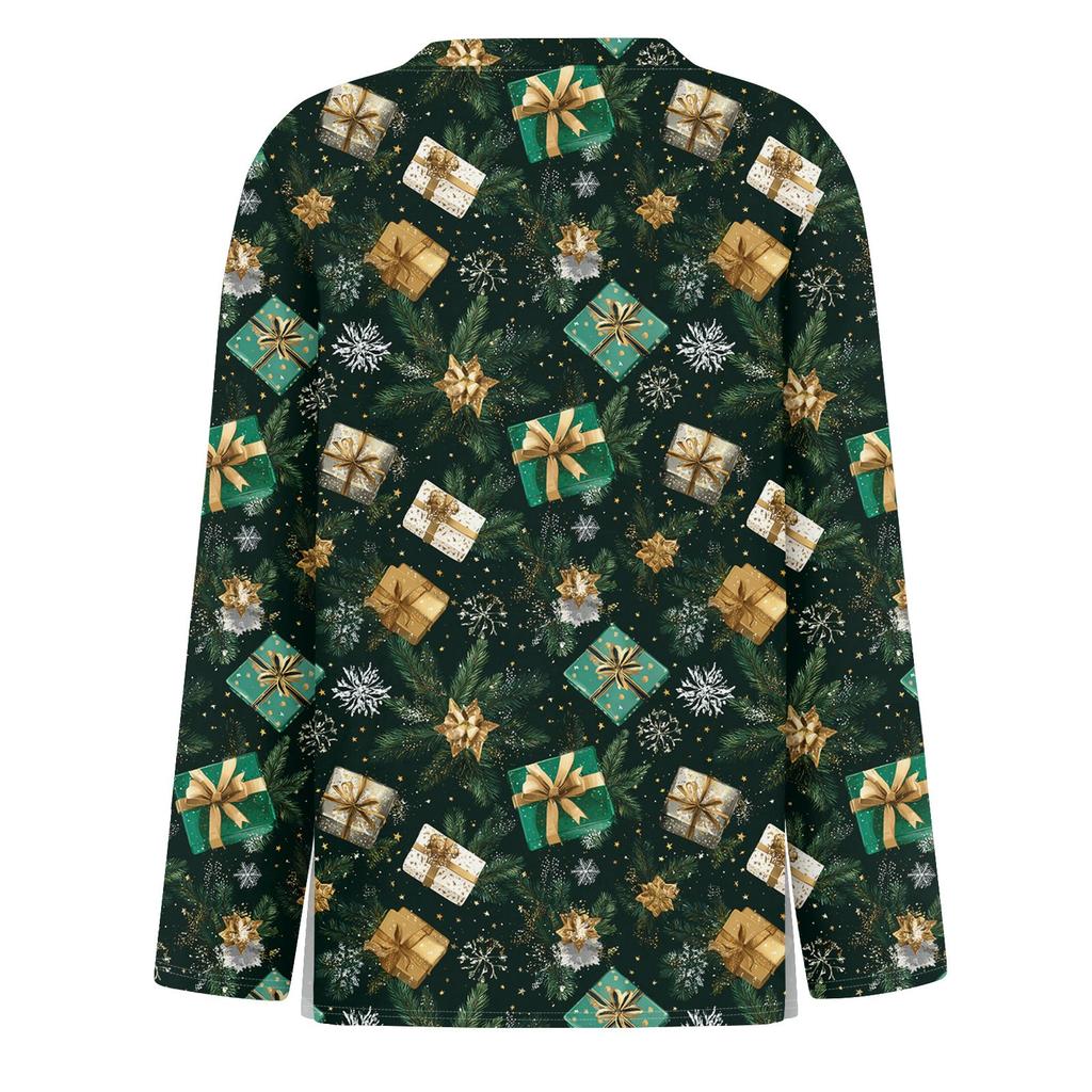 Womens's Fashion Casual Halloween Print V-neck Mid Length Pocket 3/4 Sleeve Top