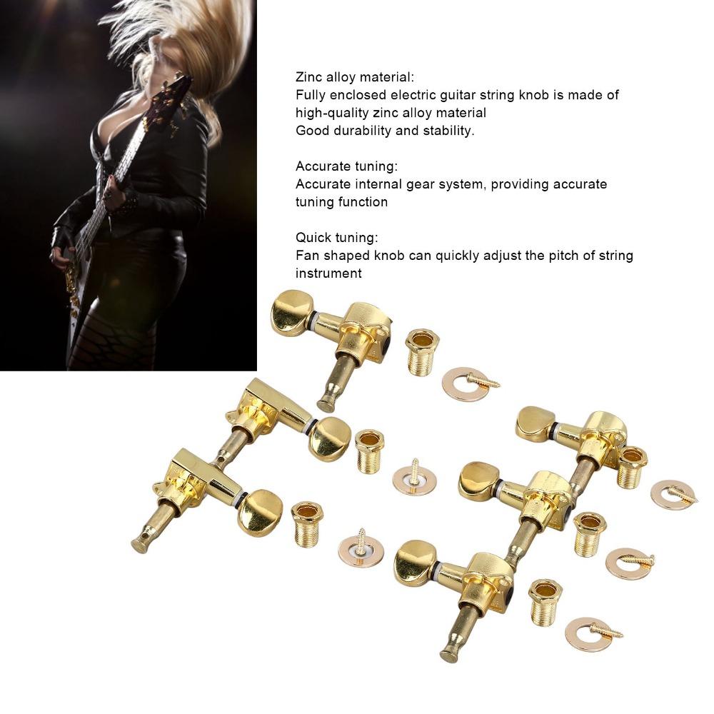 6PCS Metal Guitar Tuning Pegs Golden Tuning Machines Premium Guitar Tuning Key Electric Guitars
