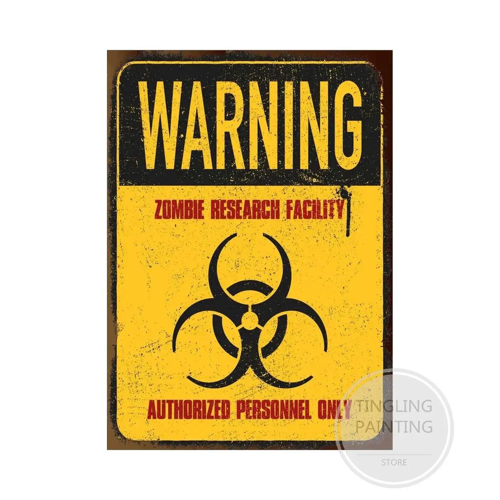 Warning Zombie Poster Danger Vintage Tin Signs Beware of Dog No Parking No Trespassing Metal Plate Garden Home Wall Decor