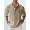 Men's Pure Cotton Stand-up Collar Long-sleeved T-shirt Loose Undershirt Solid Color Long-sleeved Cotton Shirt Men's