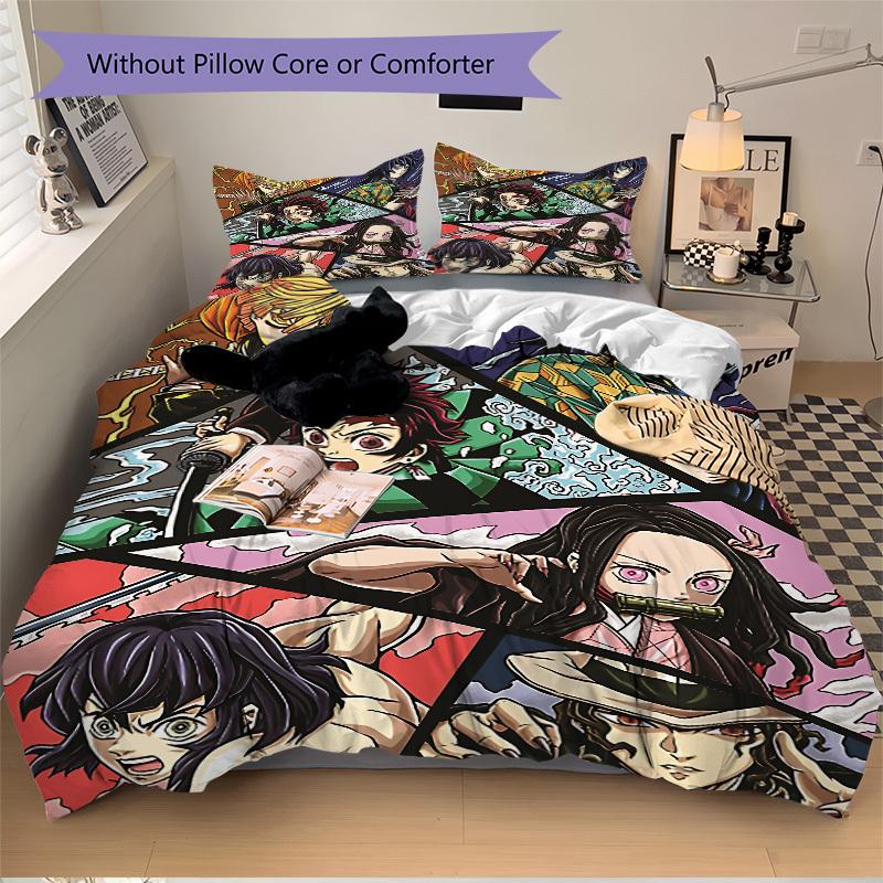 3pcs Demon Slayer Bedding Set. Soft and Comfortable with No Core Included (1x Duvet Cover + 2x Pillow Covers) yy251031052