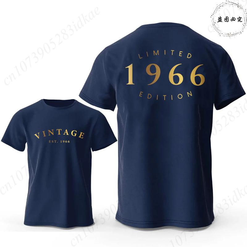 Vintage Est 1966 Limited Edition 60th Birthday Tees Mens Oversized O Neck Short Sleeve Tshirts Fashion Graphic Male Clothing