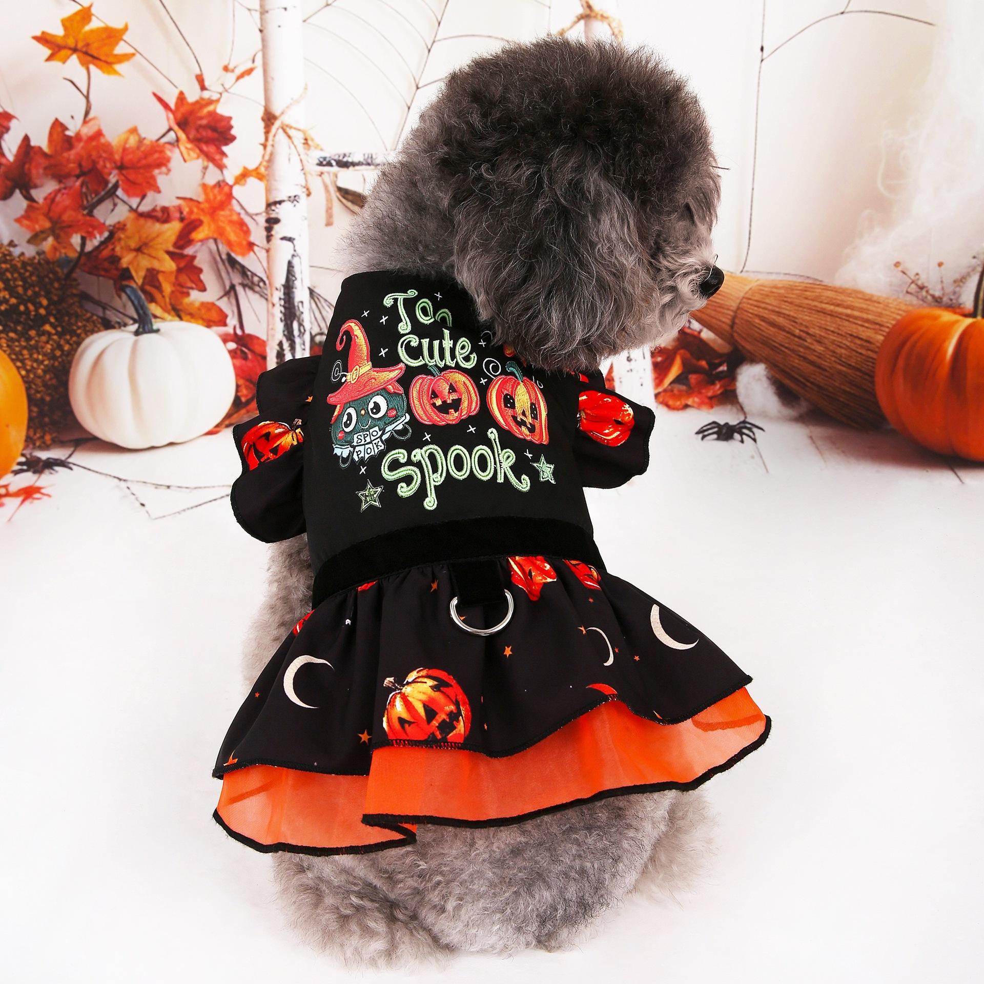 

Halloween Pumpkin Witch Dress Christmas Reindeer Skirt Funny Festival Costume for Small Dogs Cats XL