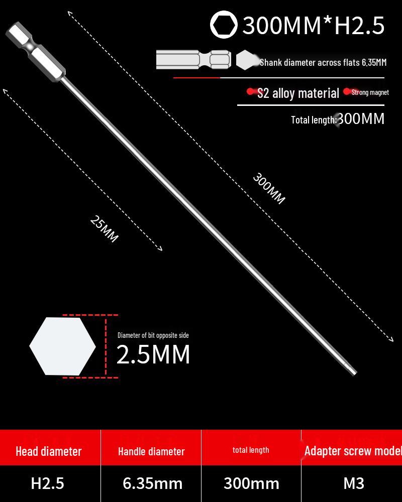 Hexagonal Driver Bit Extension for Screwdriver and Drill