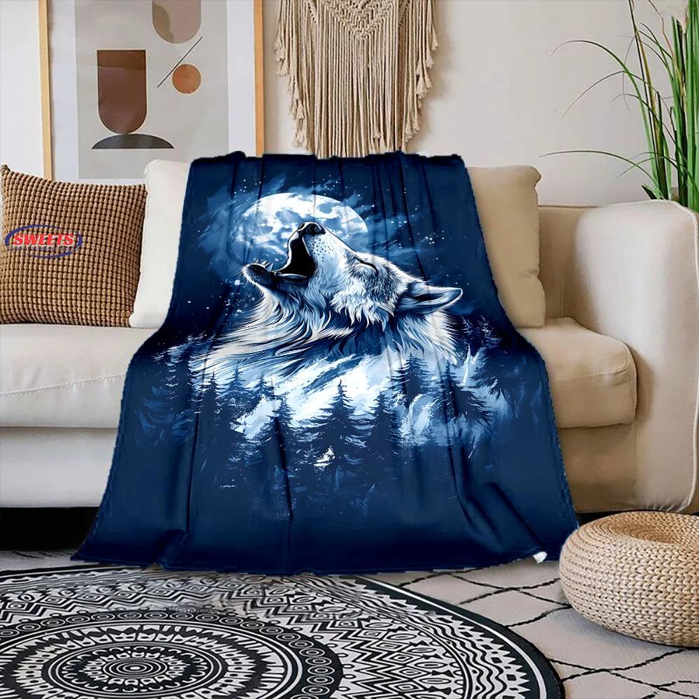 Fine Workmanship Wolf Blanket,Comfortable and Breathable, Machine Washable Blanket,Home Office Nap Blanket for Four Seasons Gift