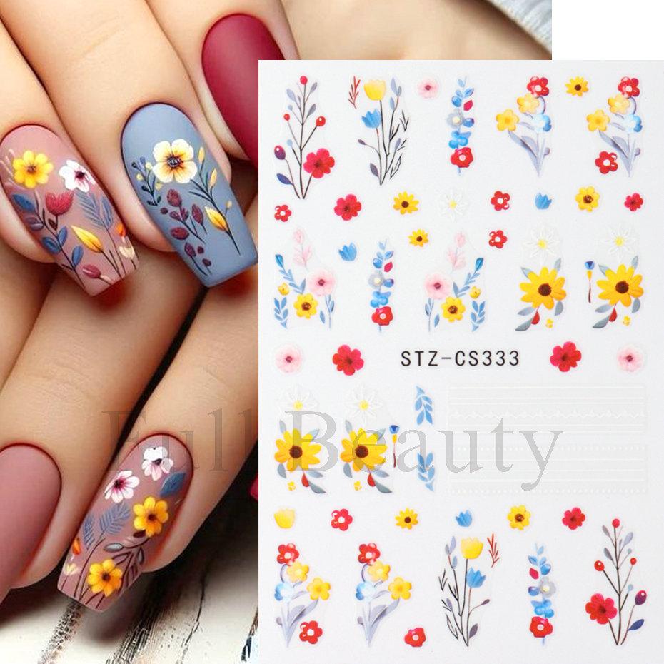Nail Art Sticker Autumn And Winter Lace Sweater Flower Small Flower Branch Small Fresh Adhesive Nail Sticker