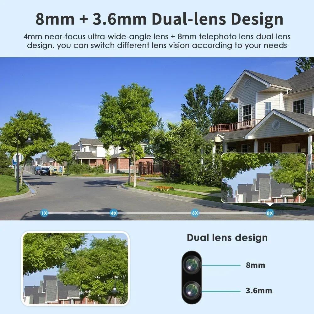 

Wireless Security Cameras 8MP Dual Len Outdoor Surveillance Camera Human Detect Auto Tracking Waterproof Security Night Vision White Camera 32G